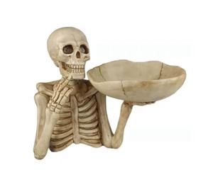 Pyanegn Halloween Skull Decor Candy Dish Key Bowl Skull Key Tray Spooky Horror Skeleton Halloween Decoration and Storage