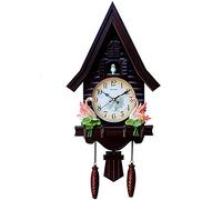 PYapron Cuckoo Pendulum Wall Clock, Traditional Cuckoo Wall Quartz Clock, Original Black Forest Cuckoo Clock with Mechanical Bird Hand Made Cafe Hotel Decoration,Swan Decoration,32.5X69cm,B