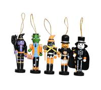 Pyasuye Halloween Nutcrackers Figures Halloween Wooden Nutcrackers Soldier, Nut Crackers Ornament for Party Home Decors Wooden Figures