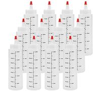 Pyatofy 12-Pack 8 Oz Condiment Squeeze Bottles with Red Tip Cap - Plastic Squirt Bottle for Ketchup, Sauces, Syrup