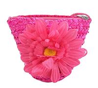 Pyatofy Mini Sunflower Tote Handbag Clutch Purse Single Shoulder Beach Straw Grass Bag(Rose Red)