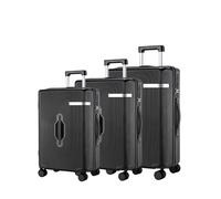 PYB Marina Trolley Bag Combo of 3 - Ideal for Travel with TSA Lock, Front Handle, Mobile Holder, Side Hooks for Shopping Bags, Wet Pocket for Laundry, noiseless Rotating Wheels, Black, Combo, Modern