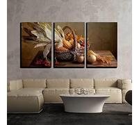 PYBILDCYJ Autumn Concept Image with Vegetables and Wicker Basket HD Canvas Wall Art 3 Piece Unframed Poster Set, Modern Living Room Decoration Prints for Home Decor (50x75cmx3)