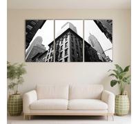 PYBILDCYJ Black and White Empire State Building Framed Canvas Paintings Wall Art 3 Pieces with Wooden Frame, Decorative Prints for Living Room, Ideal Home Decor Gift (50x75cmx3)