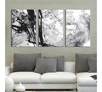 PYBILDCYJ Black Cloud Abstract Heavy Splattered Brush Stroke Large Modern Canvas Wall Art 3 Piece Set Stretched on Wooden Frame, Ready to Hang for Living Room Decor (60x90cmx3)