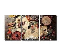 PYBILDCYJ World Map Made From Spices HD Canvas Wall Art 3 Piece Unframed Poster Set, Modern Living Room Decoration Prints for Home Decor (50x75cmx3)