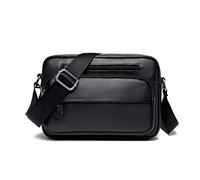 Pybio Men's Shoulder Bag Small Leather Bags Vintage Crossbody Top Handle Bag Casual Business for Work Travel Daily Life (Black)