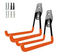 PYBTOOL Heavy Duty Garage Storage Utility Hooks, Steel Wall Mount Hooks, Garage Garden Tool Organizer, Hanging Utility Wall Hooks, Steel Garage Garden Hooks, Large U Hooks Tool Storage Organizer (Orange)