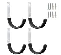 PYBTOOL Heavy Duty Steel Wall Mount Hooks - Garage & Garden Tool Organizer, Hose Hanger & Small J Hooks (4)