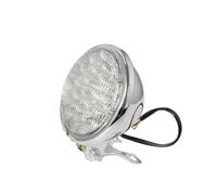 PYBYCEGNZK For Cafe Racer Bobber Black Motorcycle Headlight Round Retro Amber Lens 12V LED Head Lamp Universal Motorbike LED Spot Light(Chrome Clear Lens)