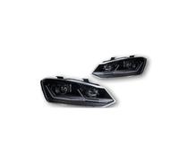 PYBYCEGNZK Front headlight assembly For VW For Polo Headlights 2011-2018 Car For Styling LED Headlight Head Lamp Angel Eye Beam Accessories Headlamp assemblys(RHD,Black headlight)