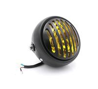 PYBYCEGNZK Motorcycle Headlight Motorcycle Accessories Head Lights CG125 Has Been Modified With Headlights GN125 A Vintage Black Cover Round Front Headlight LED Headlamp(Black Yellow)