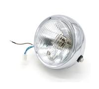 PYBYCEGNZK Motorcycle Headlight Motorcycle Accessories Head Lights CG125 Has Been Modified With Headlights GN125 A Vintage Black Cover Round Front Headlight LED Headlamp(Plated white)