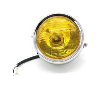 PYBYCEGNZK Motorcycle Headlight Motorcycle Accessories Head Lights CG125 Has Been Modified With Headlights GN125 A Vintage Black Cover Round Front Headlight LED Headlamp(Electroplated yellow)