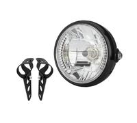 PYBYCEGNZK Motorcycle Headlight Universal 7 Inch Motorcycle Headlight H4 35W LED Head Lamp 9 Wires Turn Signal Light 12V HeadLamp Bikes Curisers LED Headlamp(Lamp and Bracket-A)