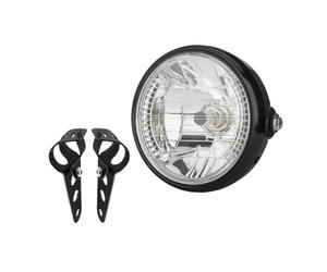 PYBYCEGNZK Motorcycle Headlight Universal 7 Inch Motorcycle Headlight H4 35W LED Head Lamp 9 Wires Turn Signal Light 12V HeadLamp Bikes Curisers LED Headlamp(Lamp and Bracket-A)