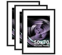 Pycisid 50x70cm Picture Frame, 3 Pack Black 70x50cm Poster Frames with Mount, 50x70 Photo Frames with Safe Perspex