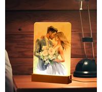 PYD Life 4 Pack Sublimation LED Acrylic Photo Frames Night Lights Blanks 6" x 8" with Warm Color Light,with Wood Stand for Heat Press Machine Printing (White, 6" x 8")