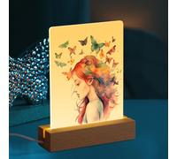 PYD Life 4 Pack Sublimation LED Acrylic Photo Frames Night Lights Blanks White 5" x 7" with Warm Color Light,with Wood Stand for Heat Press Machine Printing