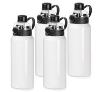 PYD Life 4 Pack Sublimation Sports Insulated Water Bottle Blanks 32 OZ 960 ML Vacuum Flask Jug Tumblers with Straw Spout Pop Lid and Silicone Handle for Gym,Hiking,Outdoors