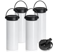PYD Life 4 Pack Sublimation Water Bottle Blanks 30 OZ 900 ML Sports Wide Mouth Vacuum Insulated Straight Tumblers with Flip Straw and Portalbe Handle