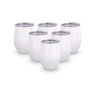 PYD Life 6 Pack 12 OZ Sublimation Blanks Wine Tumblers Cups with Lid White