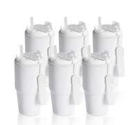 PYD Life 6 Pack Sublimation Tumblers 20 OZ White Blanks with Lid and Plastic Reusable Straw Portable String Stainless Steel Coffee Cups for Tumbler Heat Press Sublimation Oven Printing