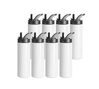 PYD Life 8 Pack Sublimation Tumblers Blanks Cups Bulk White 20 OZ Skinny Straight Sports Water Bottles Mugs with Portable Sippy Up Lid with Straw,for Tumbler Heat Press