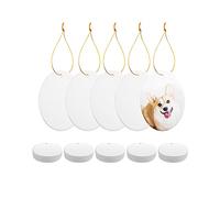 PYD Life Sublimation Ceramic Ornament Bulk Blank Ornament with Gold String for Crafting DIY Personalized Christmas Home Decor Bulk (3 Inch Oval, 25)