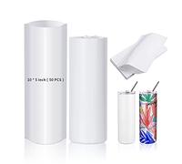 PYD Life Sublimation Shrink Wrap Sleeve White Bags 10 x 5 Inch for Print by Oven,50 PCS,Sublimation Shrink Wrap Film for 20 OZ Sublimation Skinny Tumbler,Heat Transfer Shrink Wrap