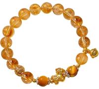 PYENHDI Feng Shui Bracelet, Citrine Wealth Crystal Phantom Tower Golden Talisman for Ancient Coin Lucky