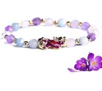 PYENHDI Feng Shui Bracelet, Pixiu Bracelet Wealth Color Change Charm Multi-Gem Rose Quartz Amethyst Lucky Wealthy(Rose-8mm)