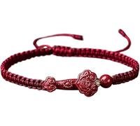 PYENHDI Feng Shui Bracelet, Red Cinnabar Ruyi Charm Auspicious Cloud Cord Wealth Bracelet