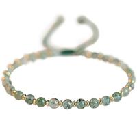 PYENHDI Feng Shui Bracelet, Wealth Bracelet Natural Waterweed Agate Crystal Bangle Stretchy Chakra Gem Vacation Jewelry(Gold Spacers)