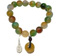 PYENHDI Feng Shui Bracelet, Wealth Peacock Agate Harmony Buckle/Ancient Coin Charm Natural Crystal Bracelet