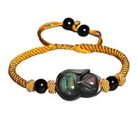 PYENHDI Feng Shui Bracelet, Wealth Rainbow Obsidian Prosperity Amulet Healing Gems Natural Crystal Bracelet Talisman(Yellow)