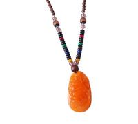 PYENHDI Feng Shui Jade Necklace, Amber Wealth Pendant Necklace Attract Good Luck, Sweater Chain(E)
