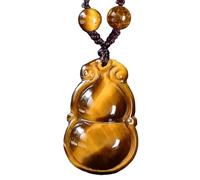 PYENHDI Feng Shui Jade Necklace, Tiger Eye Stone Wu Lou/Calabash Charm Pendant Necklace Crystal Women Men Adjustable,Rope(Rope,Large)