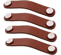 PYENHDI Leather Drawer Pulls, Leather Drawer Pull, Wardrobe Cabinet Door Handle Knobs for Furniture Hardware(4pcs,Hole Distance 96mm)