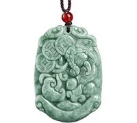 PYENHDI Pixiu Jade Necklace, Crystal Coins-Biting Pi Yao Necklace Feng Shui Wealth Amulet Level A Jade Gems Pendant