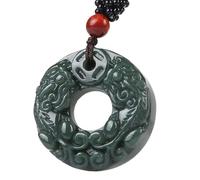 PYENHDI Pixiu Jade Necklace, Feng Shui Double Pixiu Piyao Pendant Hetian Nephrite Jade Crystal Craft DIY Accessories