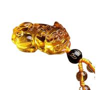 PYENHDI Pixiu Jade Necklace, Feng Shui Pi Yao Pixiu Yellow Brazilian Pendant Necklace 7A Quartz Gemstone(Beaded Version)