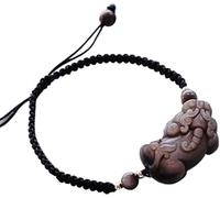 PYENHDI Pixiu Jade Necklace, Feng Shui Wealth Bracelet Silver Obsidian Pixiu Crystal Jewelry Set Talisman Stone(Necklace)