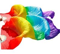 PYENHDI Silk Fans, Gradient Silk Veil Belly Dance Practice Competition Props Stage Show Costume Accessory(Color 8,M-150x90cm)