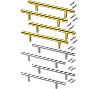PYENHDI Vintage Drawer Cabinet Handles 8 PCS Gold Silver Stainless Steel Pulls,Door Hardware for Kitchen Bathroom Furniture