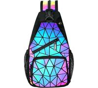 PYFK Geometric Backpack Luminous Holographic Color Changes Flash Reflective Crossbody Bag Fashion Shoulder Bag for Women Men, Prism, Sling Backpacks