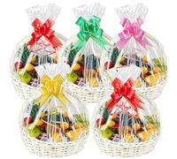 PYGHAP 15Pcs Large Cellophane Bags for Hampers, 28''x20'' Easter Hamper Wrapping Cellophane Hamper with Pull Bows, 70x50cm Basket Gift Bag for Christmas Valentine's Day Wrap (70x50cm-15PCS)