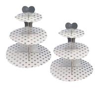 PYGHAP 2PCS Cake Stand Cardboard Cupcake Stand 3 Tier Cupcake Dessert Holder Round Tower Cardboard Cake Stands for Afternoon Tea, Birthday, Party, Baby Showers (Silver Dots)
