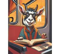 pygmy goat on a train reading Notebook: cute animal notepad | 110 pages, ruled, 7.5"x9.25"