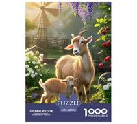 Pygmy Goat Puzzle 1000 Piece Challenging Game Pastoral Jigsaw Puzzles Colourful, Brainteasing 100% Recycled Cardboard for Adults 52x38cm/1000pcs